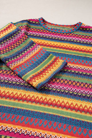 Zig Zag Colorful Bell Sleeve Top