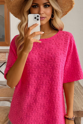 Textured Daisy Top - Fushsia