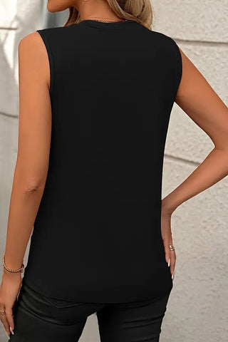 Pleated Sleeveless Top - Black
