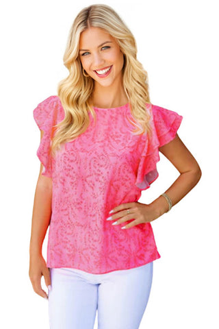 Work or Play Flutter Sleeve Top - Pink