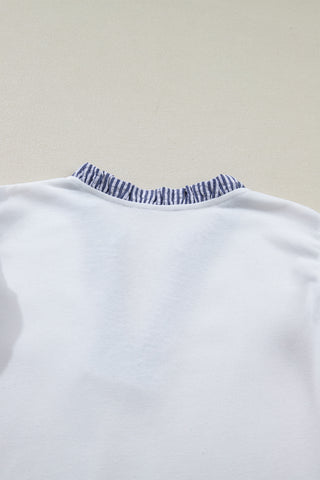 Sailor Striped Ruffle Sleeve Dress - White