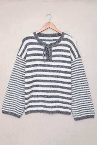 Striped Sweater Hoodie - Blue