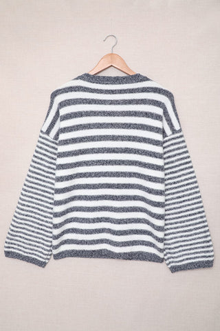 Striped Sweater Hoodie - Blue