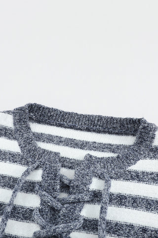 Striped Sweater Hoodie - Blue
