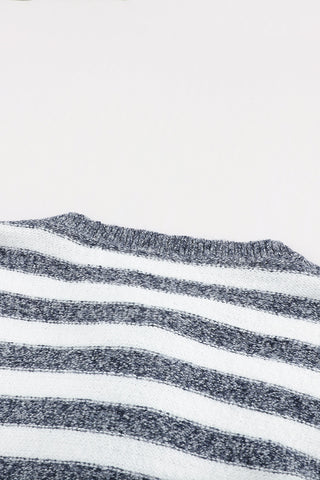 Striped Sweater Hoodie - Blue