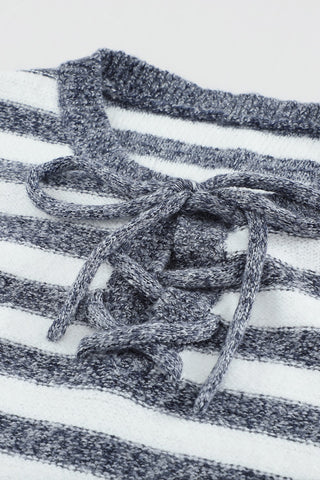 Striped Sweater Hoodie - Blue