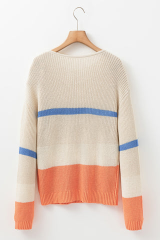 Sweet Peach and Blue Sweater