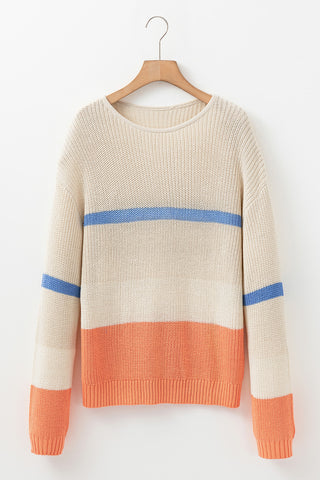 Sweet Peach and Blue Sweater