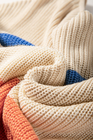 Sweet Peach and Blue Sweater