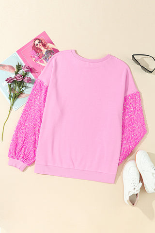 Pink Sequined Sleeve Top