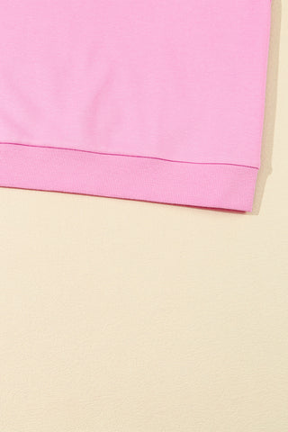 Pink Sequined Sleeve Top