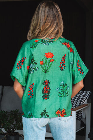Vintage Verde Floral Top