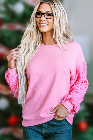 Pink Sequined Sleeve Top