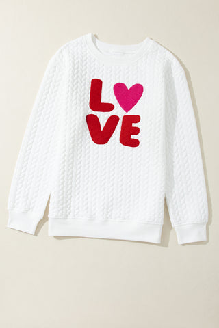 Quilted Love Sweatshirt - White