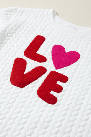 Quilted Love Sweatshirt - White
