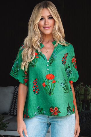 Vintage Verde Floral Top
