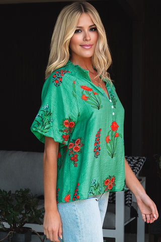 Vintage Verde Floral Top
