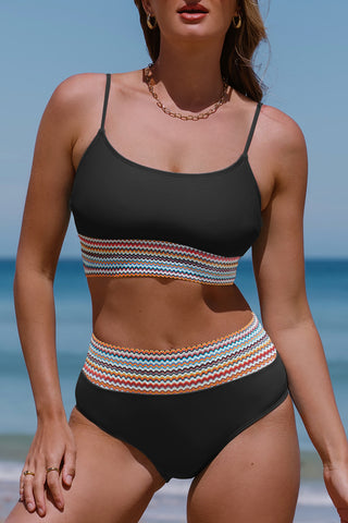 Mesh Trim Bikini - Black