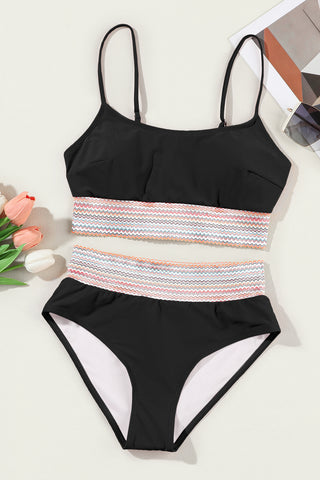 Mesh Trim Bikini - Black