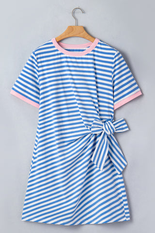 Striped Tie Dress - Blue - Ships between 6/11- 6/17