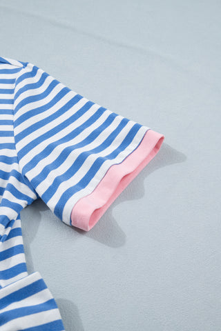 Striped Tie Dress - Blue - Ships between 6/11- 6/17