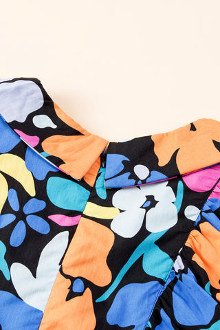 Retro Print Puff Sleeve Dress