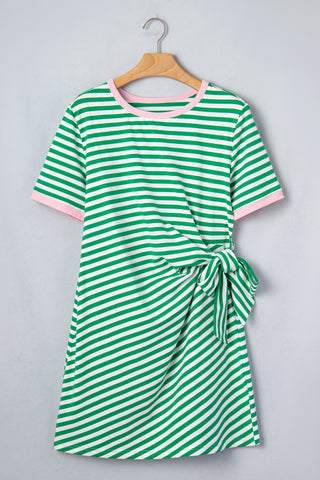Striped Tie Dress - Green - Ships between 6/11- 6/17