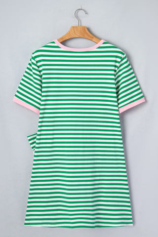 Striped Tie Dress - Green - Ships between 6/11- 6/17