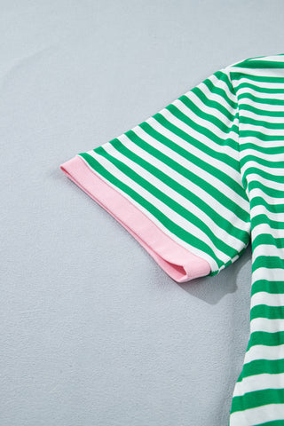 Striped Tie Dress - Green - Ships between 6/11- 6/17