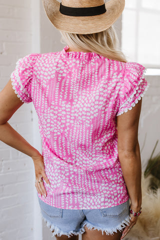 Pink Sorbet Flutter Sleeve Top