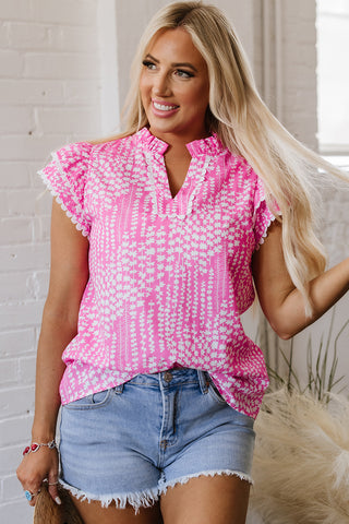 Pink Sorbet Flutter Sleeve Top
