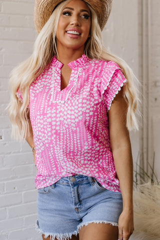 Pink Sorbet Flutter Sleeve Top