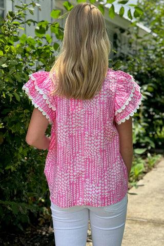 Pink Sorbet Flutter Sleeve Top