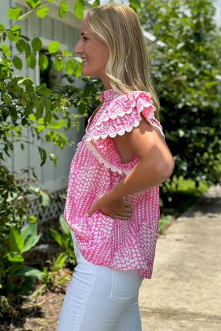 Pink Sorbet Flutter Sleeve Top