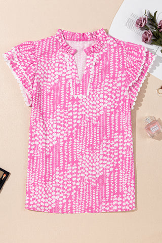 Pink Sorbet Flutter Sleeve Top