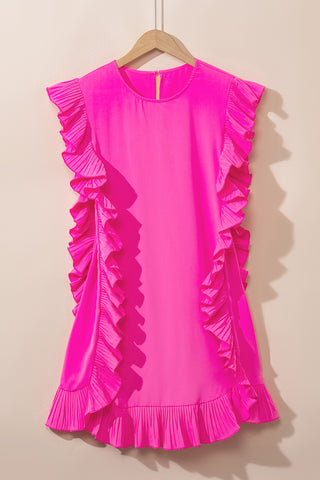 Radiant in Ruffles Dress - Hot Pink