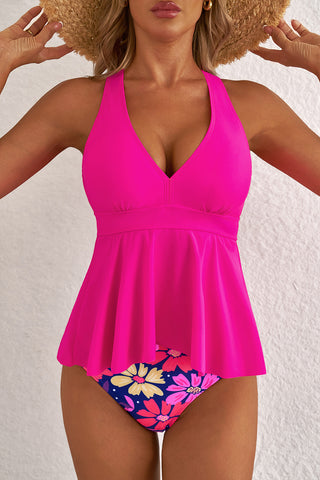 Peplum Swimsuit - Hot Pink