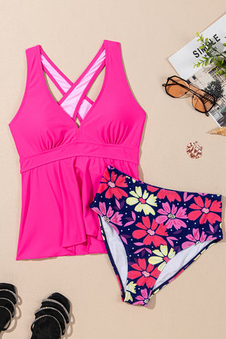 Peplum Swimsuit - Hot Pink