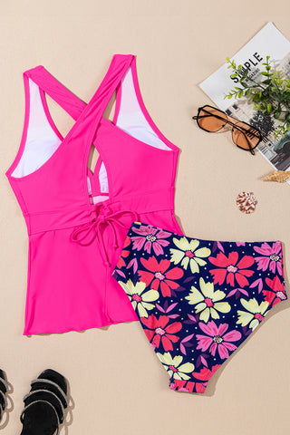 Peplum Swimsuit - Hot Pink
