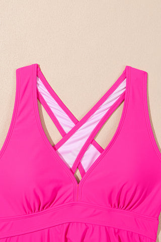 Peplum Swimsuit - Hot Pink