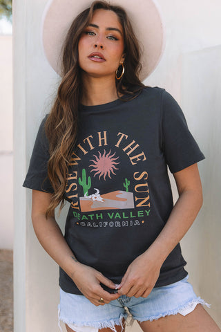 Rise with the Sun Tee - Charcoal Gray
