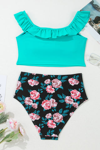 Ruffle Tankini - Aqua