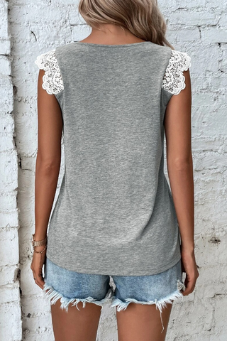 Heathered Gray Crochet Top