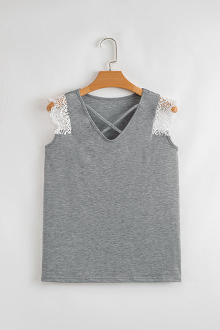 Heathered Gray Crochet Top