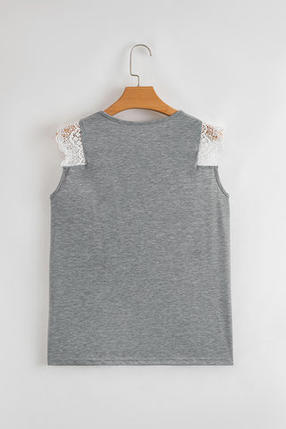 Heathered Gray Crochet Top
