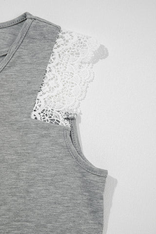 Heathered Gray Crochet Top