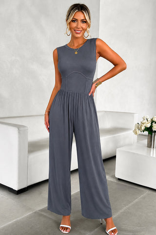 Cinched Waist Jumpsuit - Gray