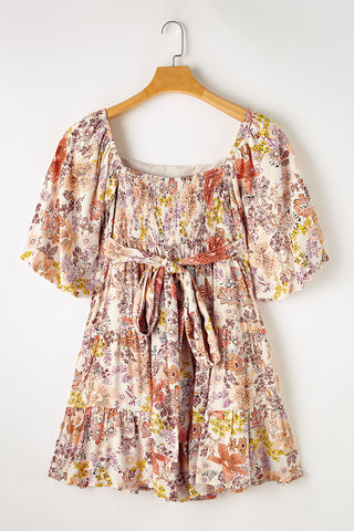 Woodland Floral Dress - Beige
