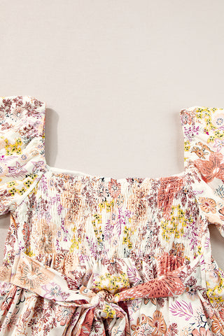 Woodland Floral Dress - Beige
