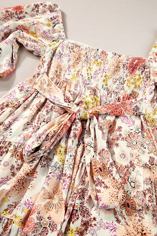 Woodland Floral Dress - Beige